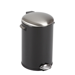 PROREGAL Retro Treteimer mit markanten Griffen und Kugelkappe | 12 Liter, HxØ 41,2x25cm | Kunststoff-Inneneimer | Schwarz Image