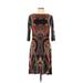 SOHO Apparel Ltd Casual Dress - Midi: Black Fair Isle Dresses - Women's Size 6