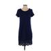 The Prairie by Rachel Ashwell Casual Dress - Mini Scoop Neck Short sleeves: Blue Print Dresses - Women's Size Small