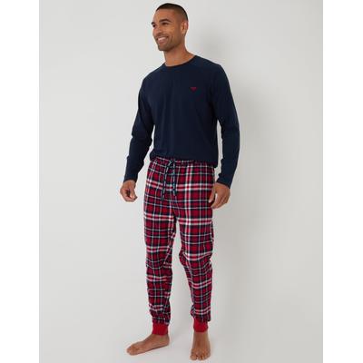 Navy & Red Pyjama Sweatshirt & Bottoms (2-Piece Set)