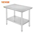 VEVOR Table de Travail Cuisine INOX Plan de Travail Cuisine en 2 Etage Table de Travail en Acier