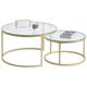 Wokaka - Table basse scandinave table gigogne table d'appoint 2 pièces avec surface en verre et