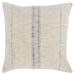 Tia 22 Inch Square Accent Throw Pillow with Woven Black Stripe, Beige Linen