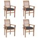 Anself 4 Piece Patio Chairs with Seat Cushion Teak Wood Outdoor Dining Chair Set Wooden Armchairs for Garden Balcony Backyard Furniture 24.4 x 22.2 x 37 Inches (W x D x H)