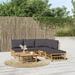 Gecheer 6 Piece Patio Set with Dark Gray Cushions Bamboo