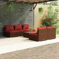 Gecheer 6 Piece Patio Set with Cushions Poly Rattan Brown