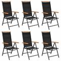 Anself 6 Piece Folding Patio Chairs Aluminum and Textilene Black Backrest Adjustable Outdoor Dining Chair for Garden Backyard Balcony Poolside 58 x 65 x 109 cm (W x D x H)