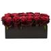 Nearly Natural Dozen Silk Roses in Ceramic Rectangular Planter