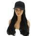 Women Hair Wig One-Piece Hat Wig Long Curly Hair Wig Fashion Elegant Hairpiece with Casual Fashionable Hair Extension with Hat (Black)