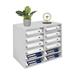 OUKANING 12 Slots Literature Organizer Adjustable File Sorter Rack Paper Storage Holder A4 Paper Holder White