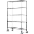 21 Deep x 72 Wide x 102 High 5 Tier Gray Wire Shelf Truck with 1200 lb Capacity