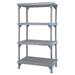 Quantum Storage Systems Millenia Shelving Unit 48 W x 18 D x 86 H 4 open grid shelves with removable shelf mats and 4 posts - Gray Finish