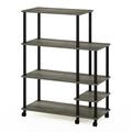 Furinno 35.2 W x 15.6 D x 46.1 H 5-Shelf Freestanding Shelves French Oak Gray and Black