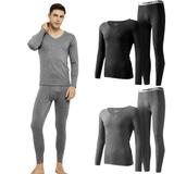 Htwon Mens Thermal Underwear Set Ultra Soft Microfiber Thermal Underwear for Men Long Johns Sets (Gray 3XL)