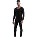 shpwfbe mens underwear v-neck tight seamless base color matching suit long johns