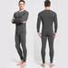 Htwon Thermal Underwear for Men Ultra Soft Men s Thermal Underwear Set Microfiber Thermal Underwear Long Johns Sets with Fleece Lined (Gray 4XL)