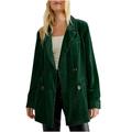 YFPWM Casual Lighweight Blazers for Women Hiking Travel Jackets Slim Jacket Gold Velvet Long Sleeve Top Suit Coat Long Sleeve Coat Jacket Suit Coat Green XL