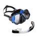 Etereauty Adult Anti-fog Snorkeling Scuba Diving Mask Tempered Glass Water Diving Eyeglass Swimming Pool Equipment with Breathing Tube and Stent (Blue)