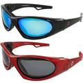 Hurricane Eyewear 2 Pairs of Category 5 Jet & Water Ski Sunglasses to Goggles Hybrid - Black Frames w/Blue Mirror Lenses & Red Frames w/Smoke Lenses