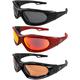 3 Pairs of Hurricane Eyewear Category 5 Jet & Water Ski Floating Sunglasses to Goggles Hybrid - Black Frames Polarized & Driving Mirror - Red Frames Red Mirror