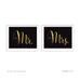 Mr. & Mrs. Gold Black and Metallic Gold Wedding Signs 2-Pack