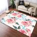 Large Pink Rose Area Rug Romantic Rose Pink Living Room Decor Flower Carpet Rose Runway Rugs Non-Slip For Living Room Bedroom 4 x 5