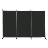 Room Divider 6 FT Folding Privacy Screens Portable 3 Panel Room Partitions and Dividers Trifold Polyester Fabric Plastic Foot Carbon Steel Frame Foldable Screen Black for Office Bedroom Diningroom