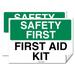 (Set of 2) First Aid Kit Sticker Green 10 x 7 - Durable Self Adhesive 4 Mil Vinyl - Laminated - Fade & Scratch Resistant - Waterproof â€“ Emergency Safety First Sign For Home Office or Restaurant