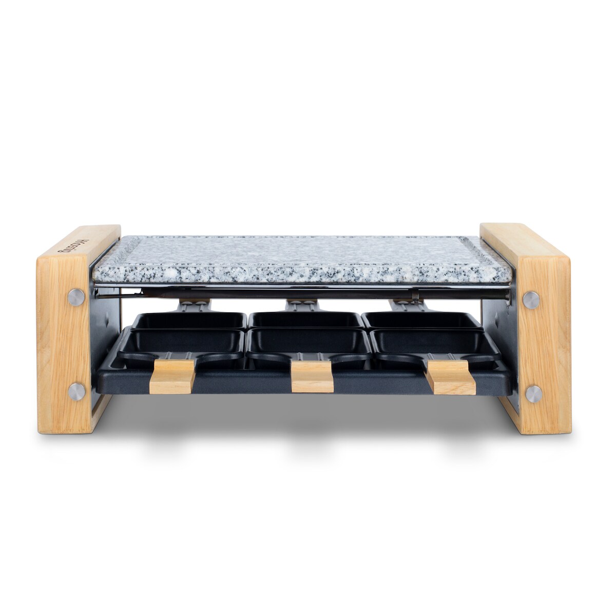 H.Koenig Multifunktionsgerät für 6 Personen, WOD6, professionell, 900 W, Käseschaber, Fondue, Naturstein, Granitstein, abnehmbare Platte Image