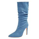Womens Boots Stiletto Ankle for Motorcycle Mid Casual Shoes