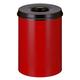 PROREGAL Selbstlöschender Papierkorb & Abfallsammler aus Metall | 30 Liter, HxØ 47x33,5cm | Rot, Kopfteil Schwarz