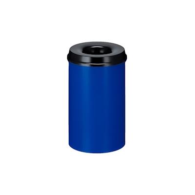 PROREGAL Selbstlöschender Papierkorb & Abfallsammler aus Metall | 20 Liter, HxØ 42,6x26cm | Blau, Kopfteil Schwarz Image