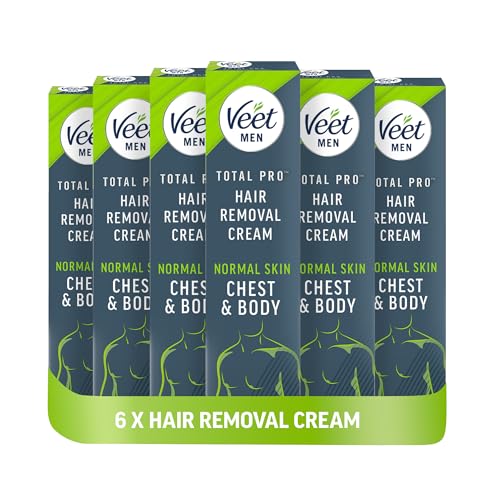 Veet Men’s Hair Removal Cream, 200ml (Pack of 6, 1200ml), No Risk of Cuts, Quick and Easy, 7 Days of Smoothness, Removes Short Hair, 24 Hour Hydration