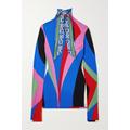 PUCCI - Tie-detailed Printed Silk-twill Trimmed Stretch-jersey Top - Red