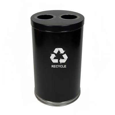 Witt 18RTBK-2H 36 gal Multiple Materials Recycle Bin - Indoor, Multiple Sections, Decorative, Black, Steel, 2 Circular Openings