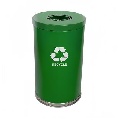 Witt 18RTGN-1H 35 gal Multiple Materials Recycle Bin - Indoor, Decorative, Green, Steel, 1 Circular Opening