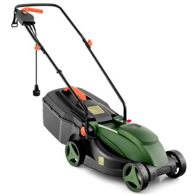 Costway 12-AMP 13.5 Inch Adjustable Electric Corded Lawn Mower with Collection Box-Green