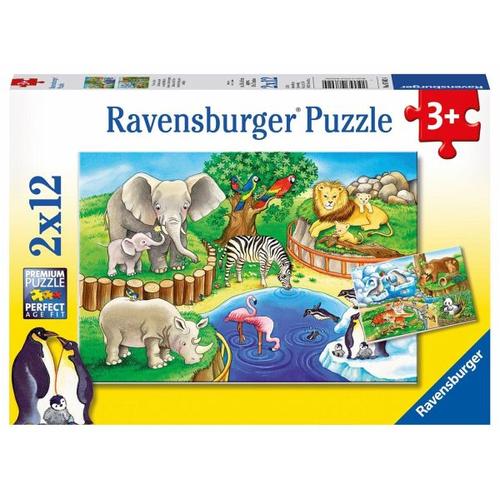 Ravensburger 07602 - Tiere im Zoo, Puzzle, 2 X 12 Zeile - Ravensburger Verlag