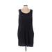 Lands' End Casual Dress - Mini Scoop Neck Sleeveless: Black Print Dresses - Women's Size Large