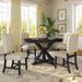 5 piece kitchen table set, wooden round table set, retractable table and 4 upholstered chairs