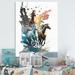 August Grove® Three Horse Stampede - Animals Horse Canvas Wall Art Metal in Black/Blue/Brown | 32 H x 16 W x 1 D in | Wayfair