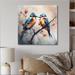 Winston Porter Blue Birds Sitting On Tree Branch II - Animals Bird Floral Canvas Print Canvas, Cotton in White | 36 H x 36 W x 1.5 D in | Wayfair