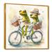 Trinx Green Frogs Riding A Bike - Animal Frog Wall Art Living Room Canvas, Cotton in Gray/Green | 24 H x 24 W x 1 D in | Wayfair