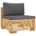 Ebern Designs Kashayla 27.4" Wide Outdoor Teak Patio Sofa w/ Cushions Wood/Natural Hardwoods in Brown/White | 23.6 H x 27.4 W x 27.4 D in | Wayfair