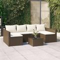 Ebern Designs 2 Piece Patio Lounge Set w/ Cushions Poly Rattan in White/Brown | 26 H x 93.7 W x 43.3 D in | Wayfair