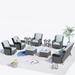 XIZZI NTC 9 - Piece Sofa Seating Rattan Group w/ Cushions in Gray | 33.85 H x 72.83 W x 34.64 D in | Outdoor Furniture | Wayfair