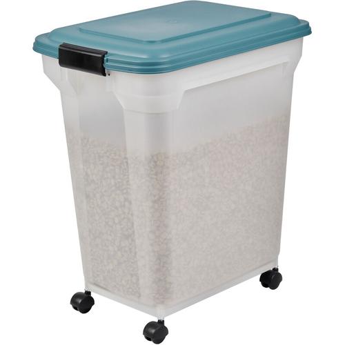 Hundefutter Aufbewahrung mit Rollen, 45L/15kg, Blau, Luftdichte Futterbox, Trockenfutter,