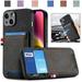 Nalacover Case for iPhone 13 Back Card Slots Wallet Case Vintage Denim Pattern PU Leather Magnet Car Mount Cover for iPhone 13 Full Edge Protection Anti-Drop Shockproof Case Black