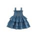 IZhansean Toddler Baby Kids Girls Denim Dress Sleeveless Suspender Ruffle Layered Dress Summer A Line Casual Dresses Blue 18-24 Months