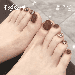 Fofosbeauty 24pcs Press on False Toe Nails Tips Square Toe Fake Nails Coffee Glitter